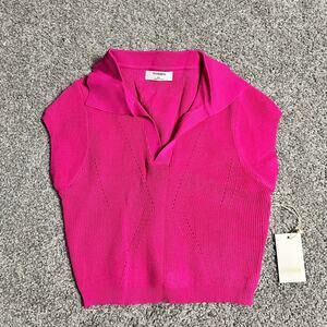 Thinkable Knit Polo Pink Sleeveless Size S/M New with Tags